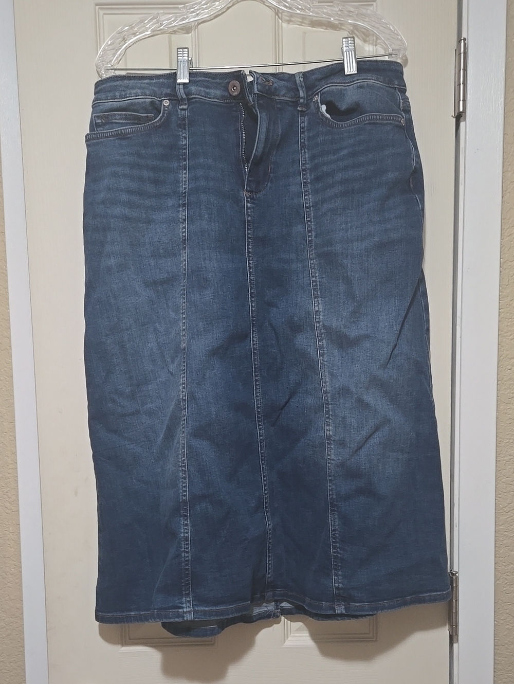 J. Jill Dark Blue Denim Midi Pencil Skirt